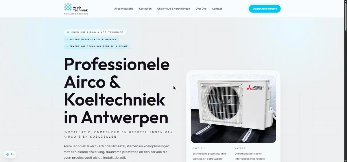 Website van Areb-Techniek — webdesign door Badr