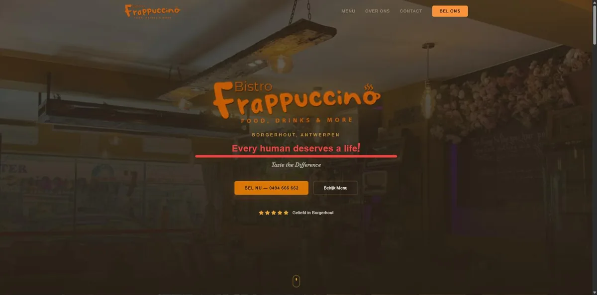 Website van Bistro Frappuccino — webdesign door Badr