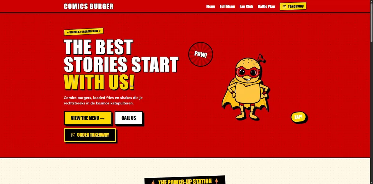 Website van Comics Burger — webdesign door Badr
